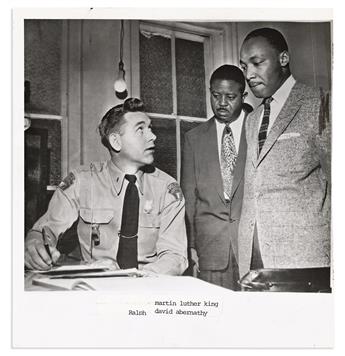 (MARTIN LUTHER KING.) Associated Press photographs from the Montgomery bus boycott showing King, Ralph Abernathy and Rosa Parks.